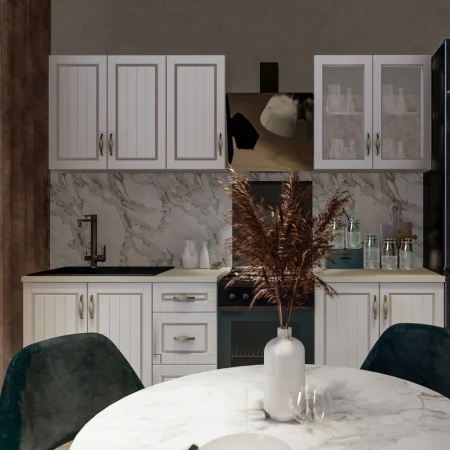 Mobila Bucatarie - Bucatarie Provence 2m,MDF, Alb Fibros