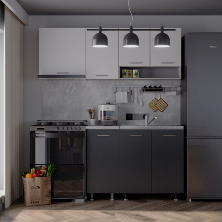 Mobila Bucatarie - Bucatarie Sena 1.8 m Antracit&Alb