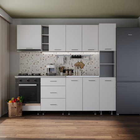 Mobila Bucatarie - Bucatarie Sena 2.4 m cu Soldat Alb