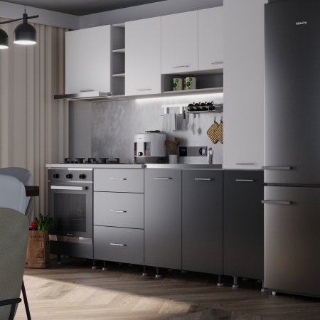 Bucatarie Sena 2.4 m cu Soldat Plin Antracit&Alb [1]