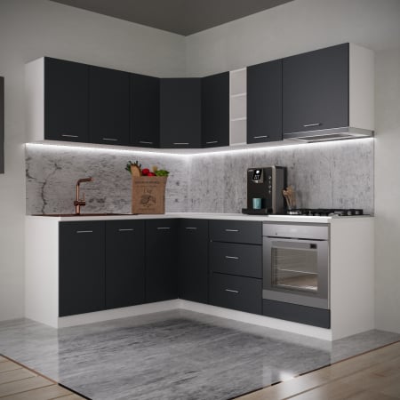 Seturi Mobila Bucatarie - Bucatarie Sena Colt 1.8m x 2.2m Antracit