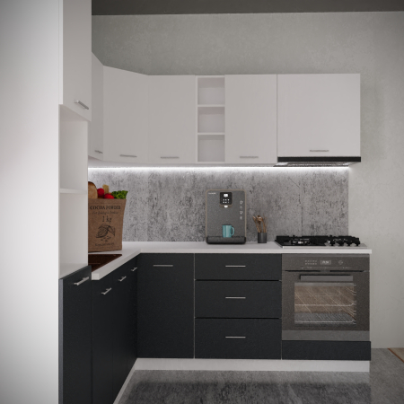 Bucatarie Sena Colt  2.2m x 2.2 m Alb&Antracit [2]