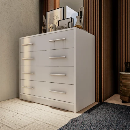 Mobila Dormitor - Comoda 4 sertare Alb