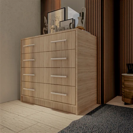 Mobila Dormitor - Comoda 4 sertare, Sonoma, 80x45x85 cm