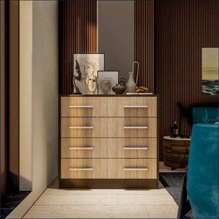 Comoda 4 sertare, Wenge + Sonoma, 80x45x85 cm [1]