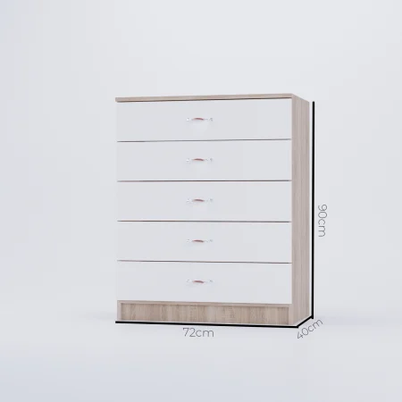 Comoda 5 Sertare Sonoma&Alb [2]