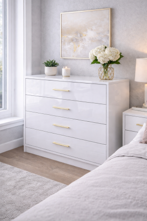 Noptiere - Comoda cu 4 sertare mdf lucios