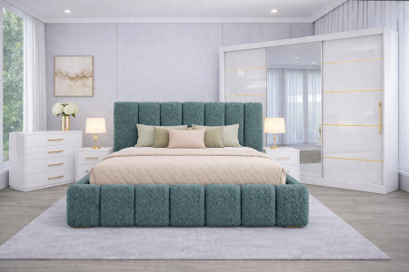 Mobila Dormitor - Dormitor  AURORA set cu dulap din MDF LUCIOS 250 X200