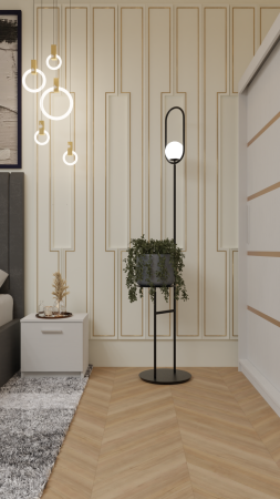 Dormitor Cairo Pat Tapitat Dressing 200x200 Alb [3]