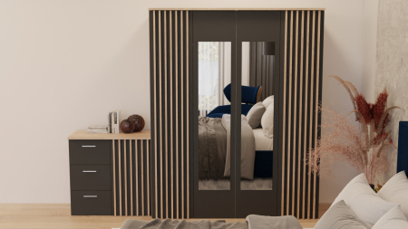 Dormitor Dallas Cu Pat Nobless Tapitat Albastru [2]