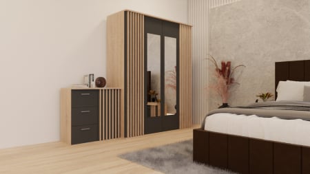 Dormitor Dallas Cu Pat Nobless Tapitat Maro [2]