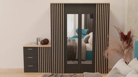 Dormitor Dallas Cu Pat Nobless Tapitat Turcoaz [1]