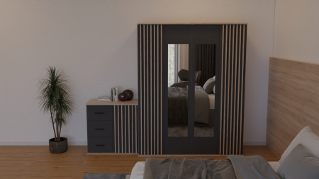 Dormitor Dallas Cu Pat Tapitat Noblese Gri [2]