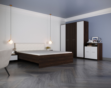 Seturi Dormitor - Dormitor Denver Tapitat Wenge&Alb
