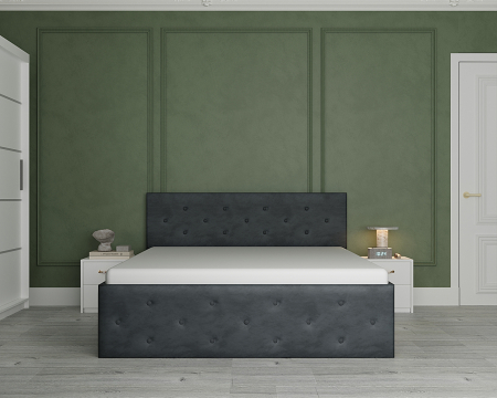 Dormitor Loki Tapitat cu Oglinda Alb&Gri [4]