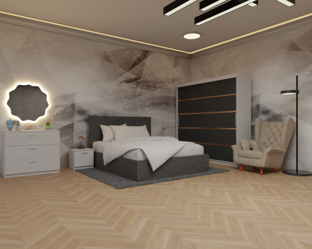 Dormitor: Lotus Pat Tapitat Dressing 200x200 Alb&Antracit 2 Usi  [1]