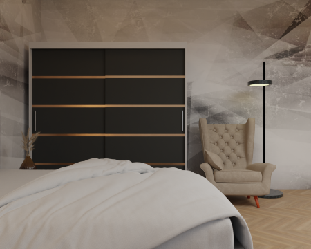 Dormitor: Lotus Pat Tapitat Dressing 200x200 Alb&Antracit 2 Usi  [3]