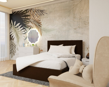 Dormitor: Lotus Pat Tapitat Dressing 200x200 Alb&Sonoma 2 Usi [3]