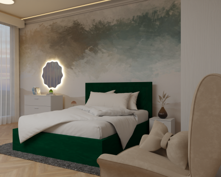 Dormitor: Lotus Pat Tapitat Dressing 200x200 Alb&Sonoma 2 Usi cu Oglinda [1]