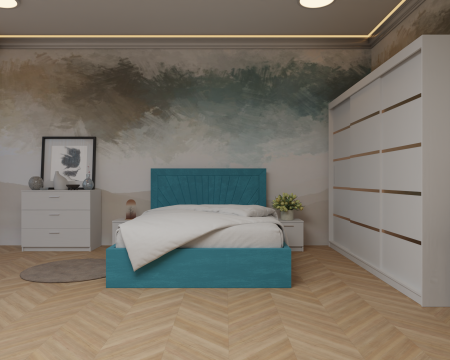 Dormitor: Lotus Pat Tapitat Dressing 250x200 Alb 3 usi  Mobilier Dormitor - Dormitor: Lotus Pat Tapitat Dressing 250x200 Alb 3 usi