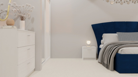 Dormitor Lucas Tapitat Albastru 2 Usi Alb cu Oglinda [5]