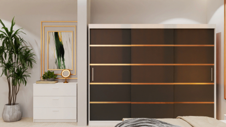 Dormitor Lucas Tapitat Stofa Verde cu dulap 250*200 usi glisante Alb&Antracit, noptiere si comoda [1]