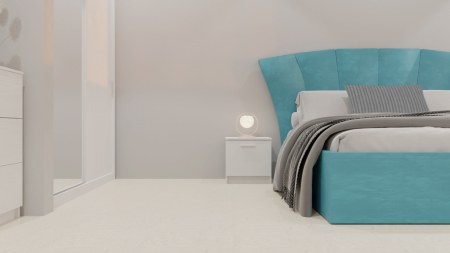 Dormitor Lucas Tapitat Turcoaz 2 Usi Alb cu Oglinda [2]