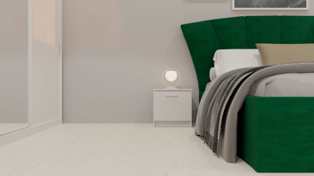 Dormitor Lucas Tapitat Verde 2 Usi Alb cu Oglinda [7]