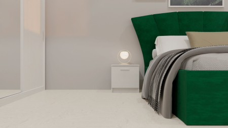 Dormitor Lucas Tapitat Verde 2 Usi Alb cu Oglinda [7]