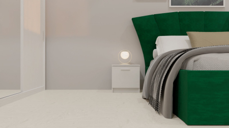 Dormitor Lucas Tapitat Verde 2 Usi Alb cu Oglinda [3]