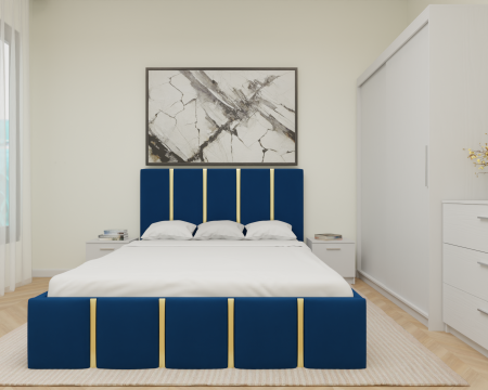 Mobila Dormitor - Dormitor MILANO Tapitat 2 usi Alb