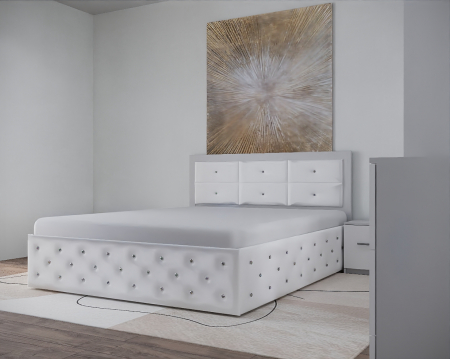 Dormitor Nemira New Alb Tapitat 2 Usi cu Oglinda [3]