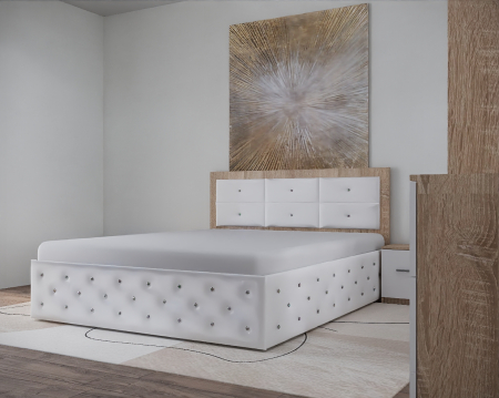 Dormitor Nemira New Sonoma&Alb Tapitat 2 Usi cu Oglinda [3]