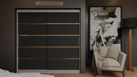 Dormitor Queen Pat Tapitat Dressing 200x200 Alb&Gri Antracit [2]