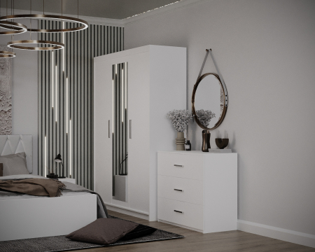 Dormitor Valencia Alb Dressing 3 usi cu oglinda [2]