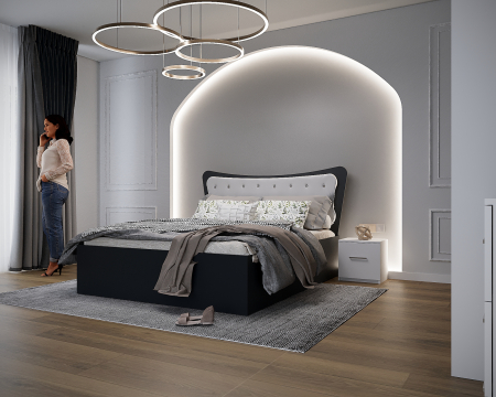 Dormitor Vista Tapitat Alb&Gri Antracit Dressing 3 usi 250x200 [3]