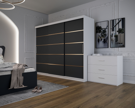 Dormitor Vista Tapitat Alb&Gri Antracit Dressing 3 usi 250x200 [4]