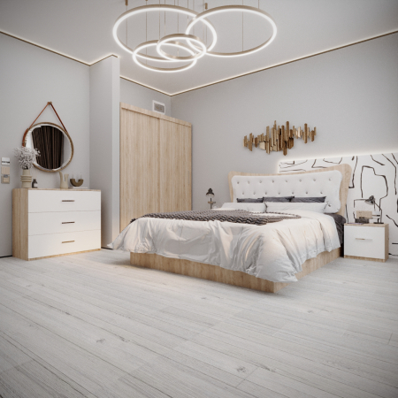 Seturi Dormitor - Dormitor Vista Tapitat Sonoma&Alb 2 usi