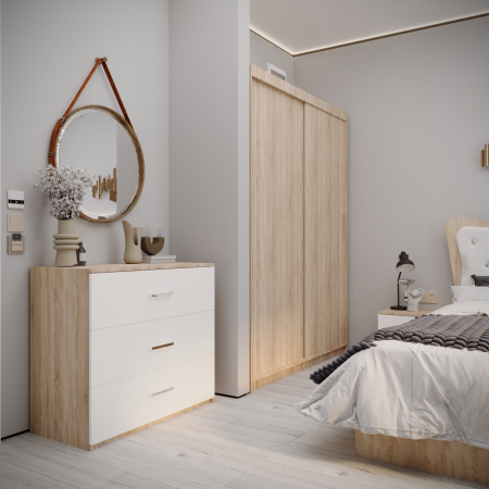 Dormitor Vista Tapitat Sonoma&Alb 2 usi [1]