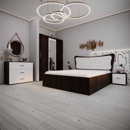 Seturi Dormitor - Dormitor Vista Tapitat Wenge&Alb 3 usi