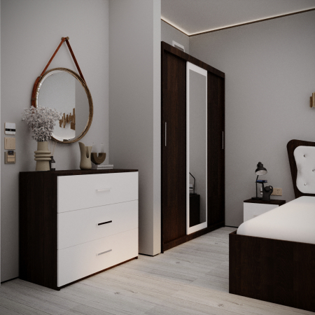 Dormitor Vista Tapitat Wenge&Alb 3 usi [3]