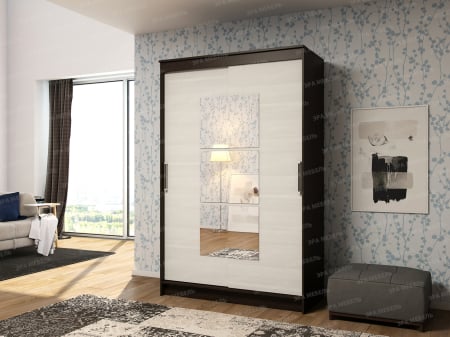 Dressing / Dulap - Dressing Elegant cu usi culisante si oglinda wenge + alb