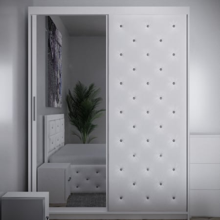 Dressing / Dulap - Dressing Vista Tapitat cu Oglinda Alb 150*200m