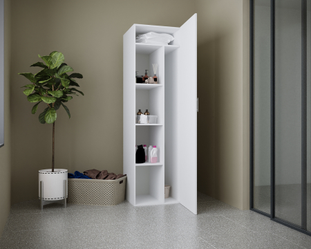 Mobila Baie - Dulap depozitare baie 54 x 194 x 54 cm Alb