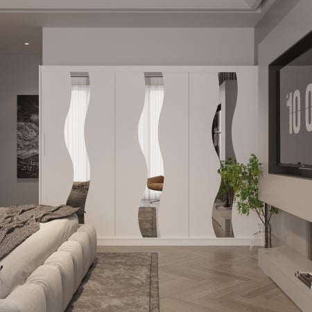 Dressing / Dulap - Dulap Globus 3 Usi cu Oglinda Alb 230*