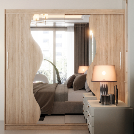 Mobila Dormitor - Dulap Solara S cu Oglinda Sonoma