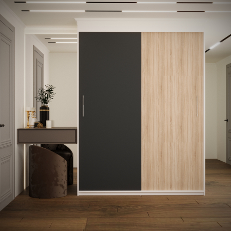 Mobila Dormitor - Dulap Venus  Alb&Gri&Sonoma