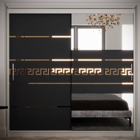 Dressing / Dulap - Dulap Venus Gold cu Oglinda Alb&Antracit 200*200