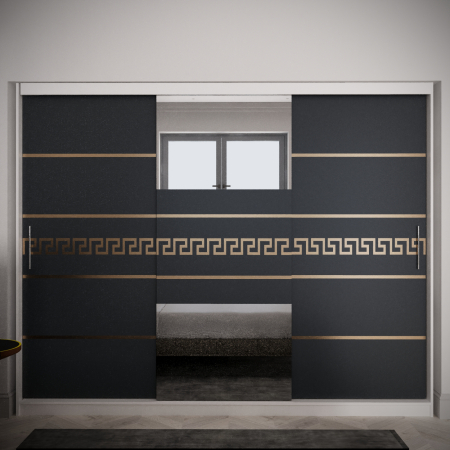 Mobila Dormitor - Dulap Venus Gold cu Oglinda Alb&Antracit 230*200