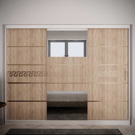 Mobila Dormitor - Dulap Venus Gold cu Oglinda Alb&Sonoma 230*200